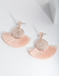 Pink Fabric Fan Earrings - link has visual effect only