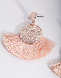 Pink Fabric Fan Earrings - link has visual effect only