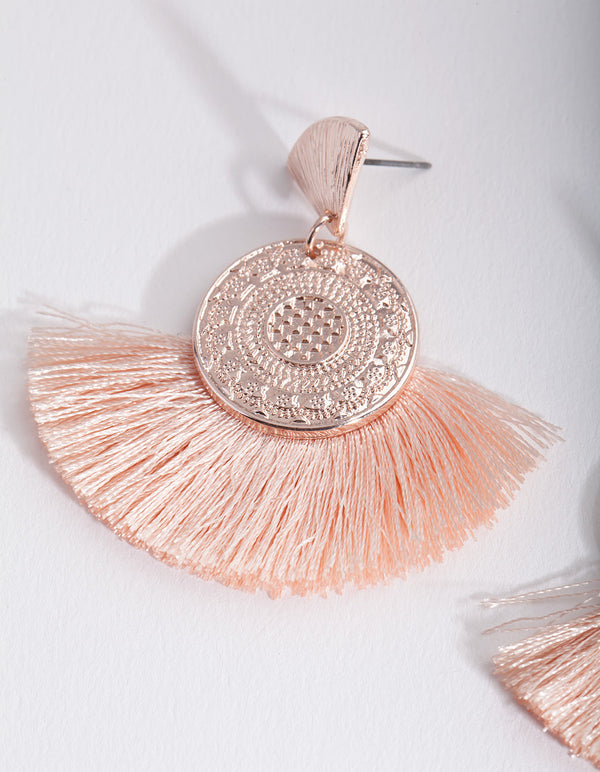 Pink Fabric Fan Earrings