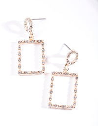 Rose Gold Diamante Rectangle Earrings - link has visual effect only