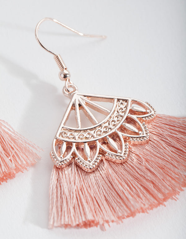 Rose Gold Pink Half Fan Earrings