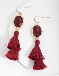 Maroon Stone Tassel Earrings - link has visual effect only