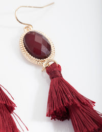 Maroon Stone Tassel Earrings - link has visual effect only