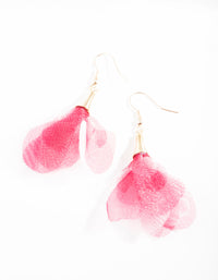 Maroon Fabric Petal Drop Earrings - link has visual effect only