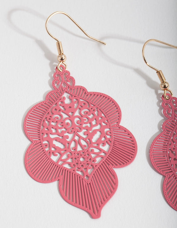 Pink Floral Cut-Out Earrings