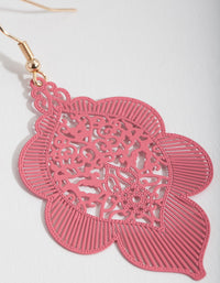 Pink Floral Cut-Out Earrings - link has visual effect only