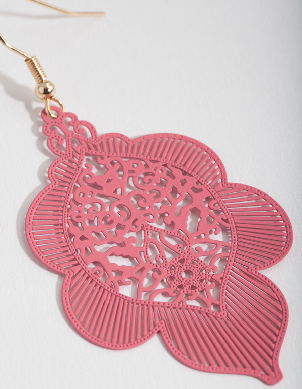 Pink Floral Cut-Out Earrings