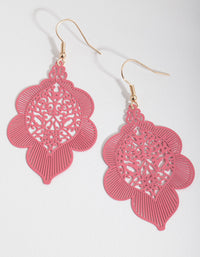 Pink Floral Cut-Out Earrings - link has visual effect only