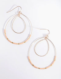 Rose Gold Thin Double Teardrop Earrings - link has visual effect only