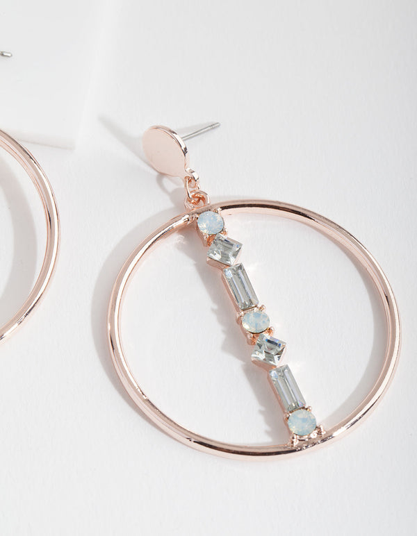 Rose Gold Circle Gem Earrings