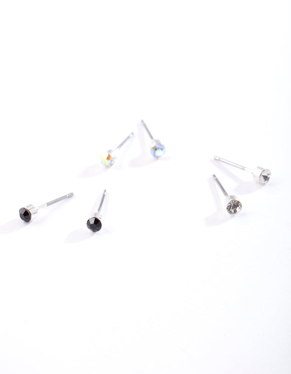 Silver Diamante 3 Pack Earring
