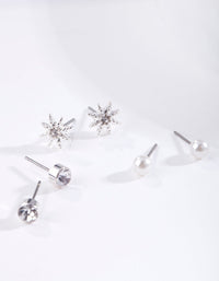 Silver Pearl Diamante Earrings - link has visual effect only