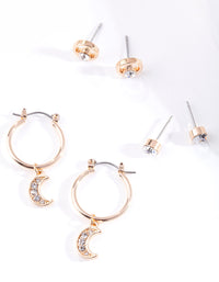 Gold Circle Diamante 3 Pack Earring - link has visual effect only