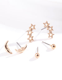 Gold Star Moon 3 Pack Earring - link has visual effect only