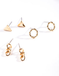 Gold Triangle 3 Pack Earring - link has visual effect only