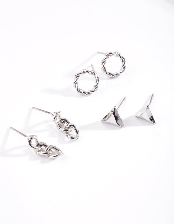 Silver Mixed Stud Pack Earring