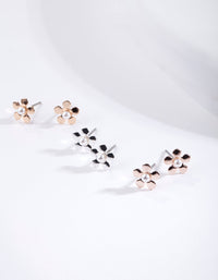 Mixed Metal Flower Earring 3 Pack - link has visual effect only