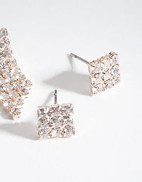 Rose Gold Diamante Chain Earring Pack - link has visual effect only