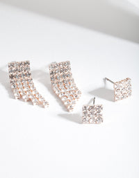 Rose Gold Diamante Chain Earring Pack - link has visual effect only