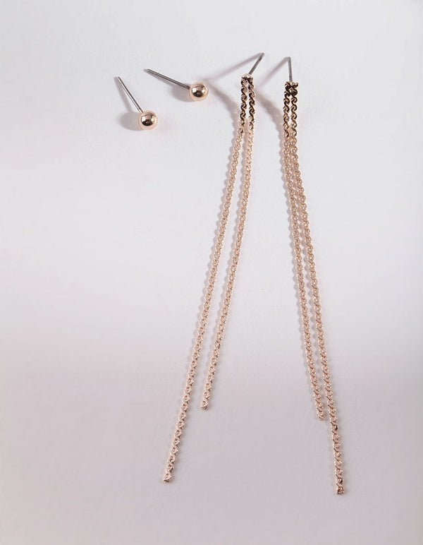 Rose Gold Flat Chain Earring Pack