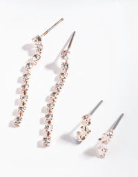 Rose Gold Diamante Star Drop Earring 2 Pack - link has visual effect only