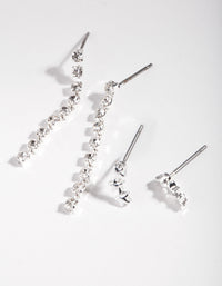 Silver Diamante Drop Star Earring 2 Pack - link has visual effect only
