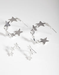 Silver Multi Star Earring 2 Pack - link has visual effect only