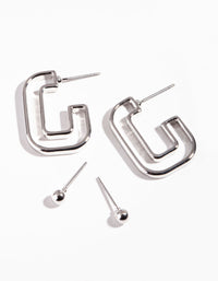 Rhodium Open C Earring 2 Pack - link has visual effect only