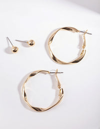 Gold Twisted Hoop Earring 2 Pack - link has visual effect only