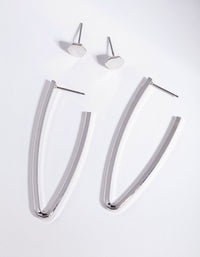 Rhodium Minimal Hoop Earring 2 Pack - link has visual effect only
