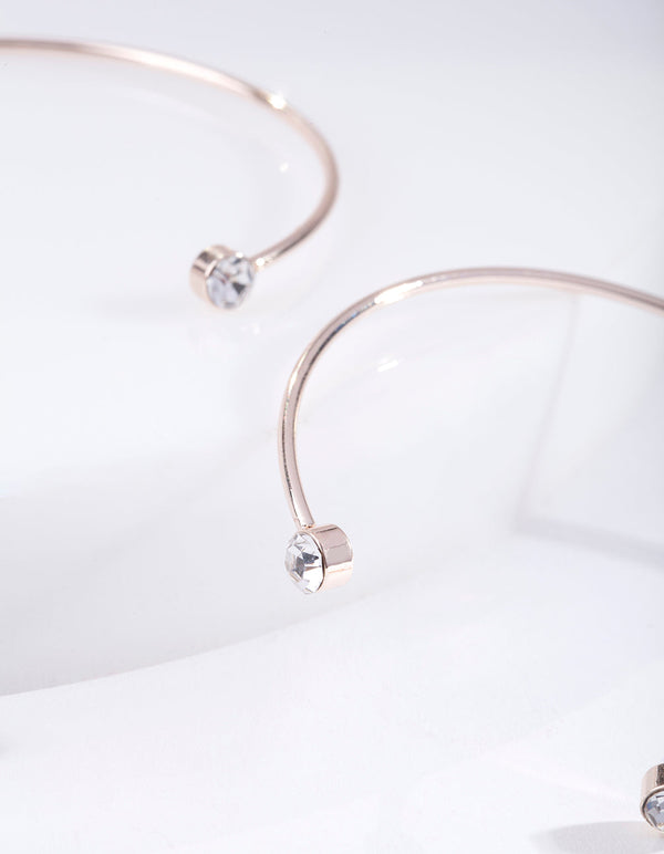 Rose Gold Diamante End Bracelet Duo