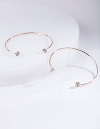 Rose Gold Diamante End Bracelet Duo - link has visual effect only