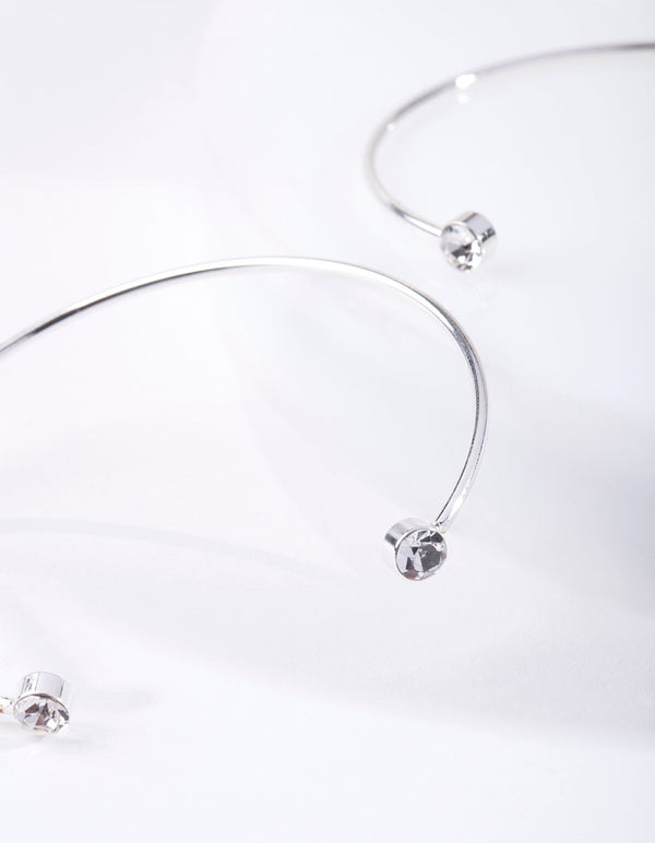 Silver Diamante End Bracelet Duo