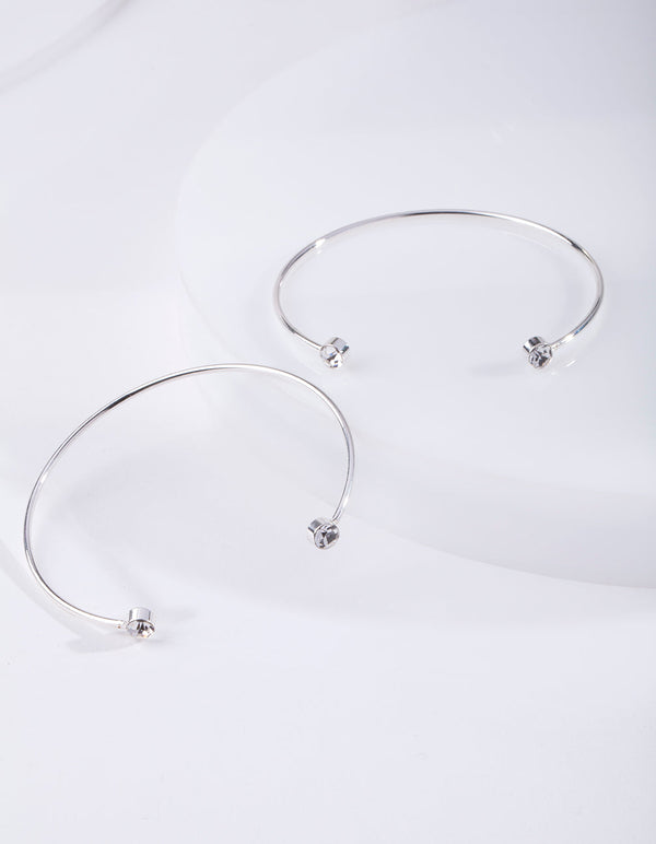Silver Diamante End Bracelet Duo