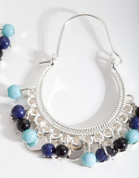 Silver Blue Jingle Hoop Earrings - link has visual effect only