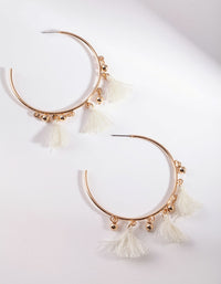 Gold Tassel Charm Hoop Earrings - link has visual effect only