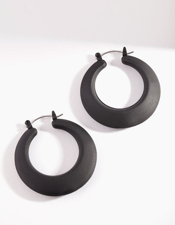 Black Matte Chunky Hoop Earrings