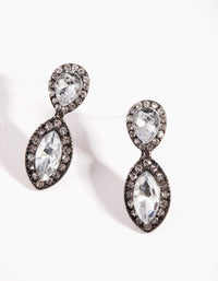 Gunmetal Gem Teardrop Earrings - link has visual effect only
