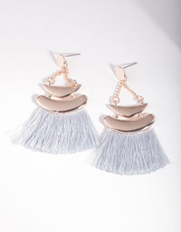 Rose Gold Curve Bar Tassel Earrings - link has visual effect only