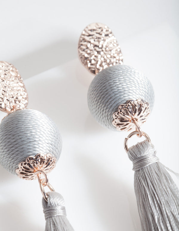 Rose Gold Thread Tassel Earrings