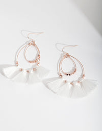 Rose Gold White Tassel Earrings - link has visual effect only