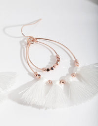 Rose Gold White Tassel Earrings - link has visual effect only
