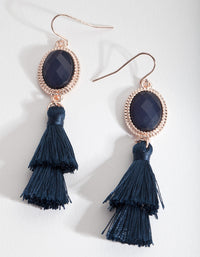 Navy Rose Gold Tassel Earrings - link has visual effect only