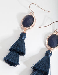 Navy Rose Gold Tassel Earrings - link has visual effect only