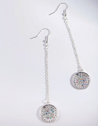 Silver Chain Diamante Circle Earrings - link has visual effect only