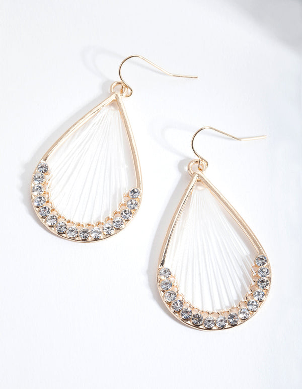 Gold Diamante Harp Earrings