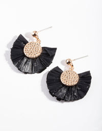 Gold Black Wrap Fan Earrings - link has visual effect only