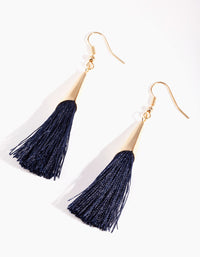 Gold Flute Tassel Earrings - link has visual effect only