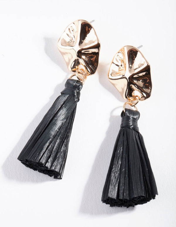 Gold Wrap Tassel Drop Earrings