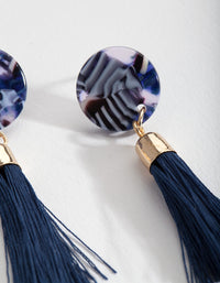 Blue Acrylic Tassel Earrings - link has visual effect only